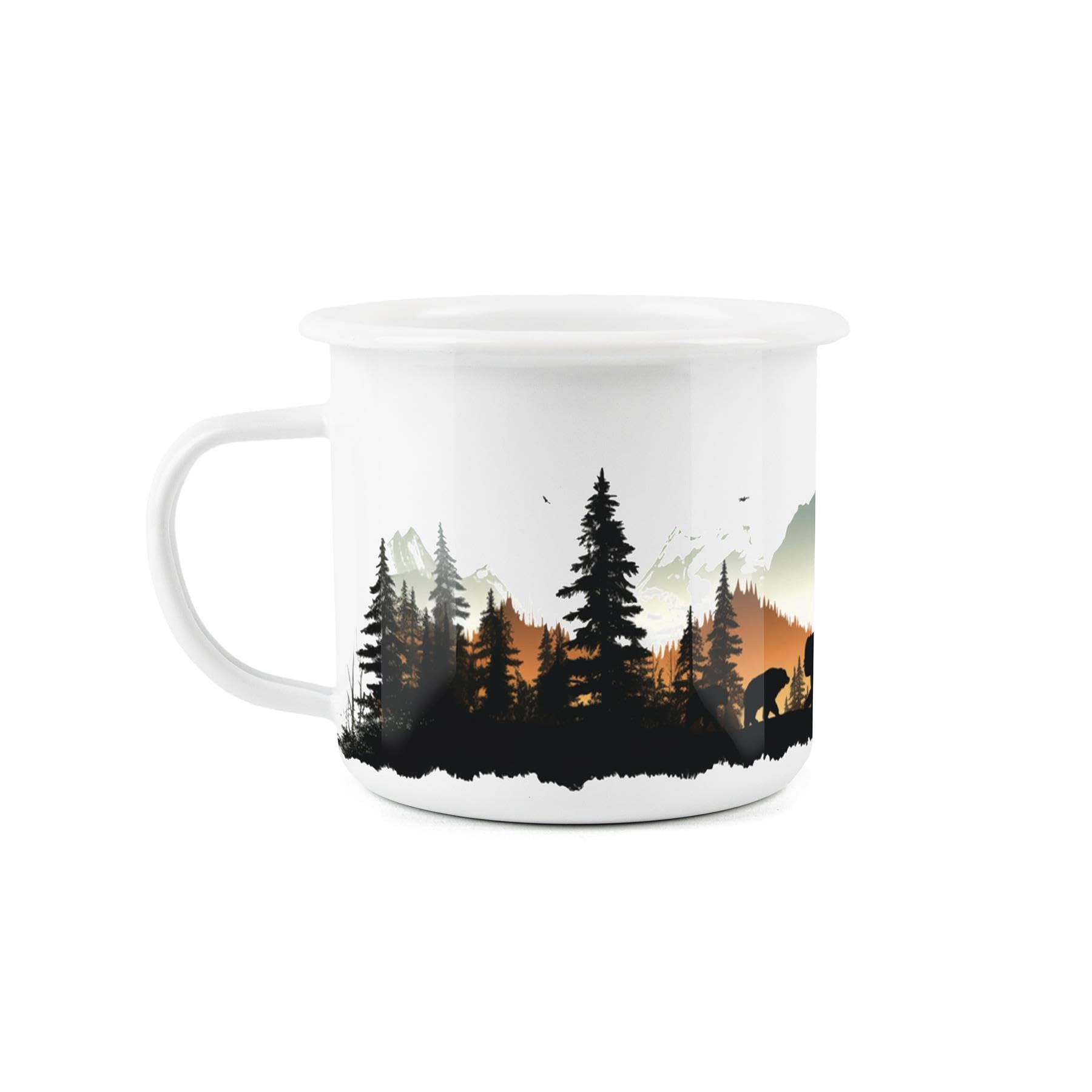 Mountains Scenic Silhouette Enamel Mug - Camping Gift Durable Hot Drinks White Outdoor Cup - Travel Picnics Home Hiking - Image 2