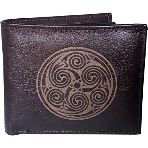 Leather Wallet for Men, Book of Kells Design, 100% Real Leather