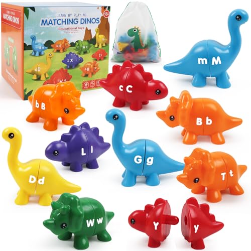 Image of 26pcs Alphabet Dinosaurs Matching Toy, Toddlers ABC Learning Dinosaurs | 26pcs, Matching & Sorting Game, Sensory Toy, Preschool Learning Activities, Educational Gifts, Ages18M+