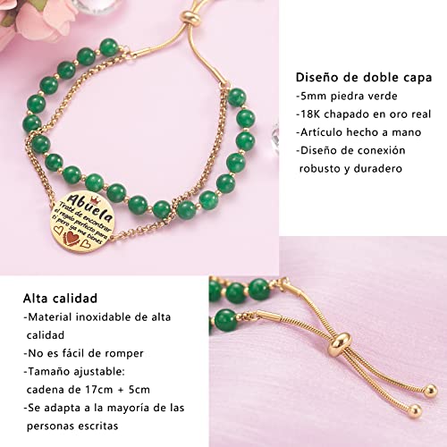 LParkin Doble Cuenta Pulsera Abuela Acero Inoxidable, Regalo Original para Abuela, Obsequios Abuela Personalizados Cumpleaños2