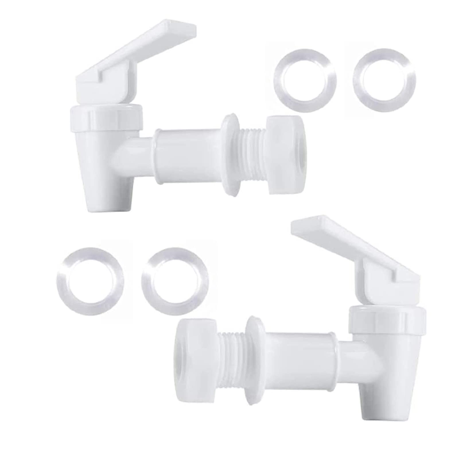 Etomvoop White 2Pcs 2Pcs/4Pcs Replacement Cooler Faucet, Plastic Water Dispenser, Push Type Bottle Jug Reusable Spigot Spout Beverage Lever Pour Valve Water Crock Tap (White 2Pcs)