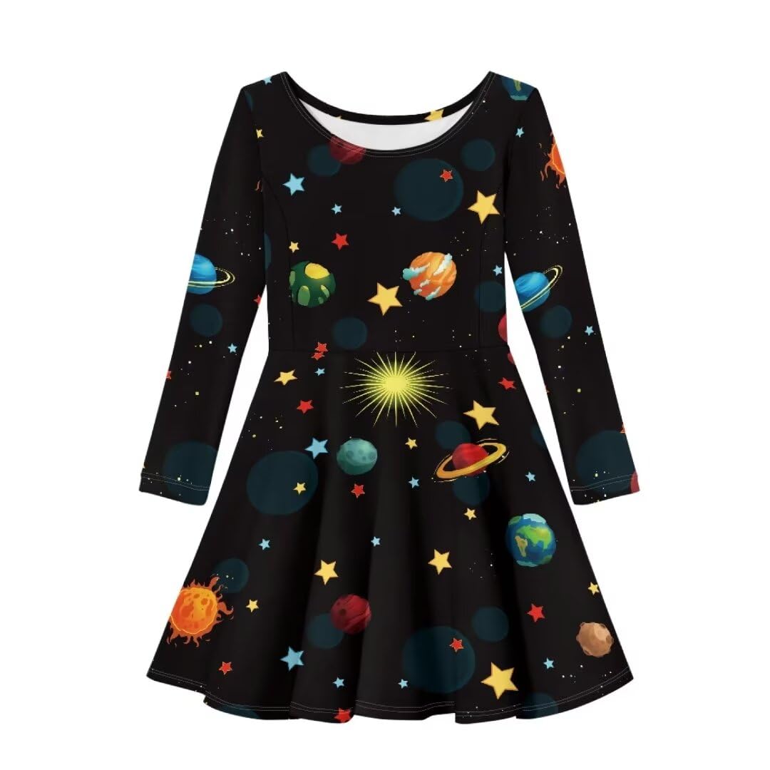 Girls Dress Size 3-16 Spring/Autumn/Winter Kids Long Sleeve A Line Swing Dress