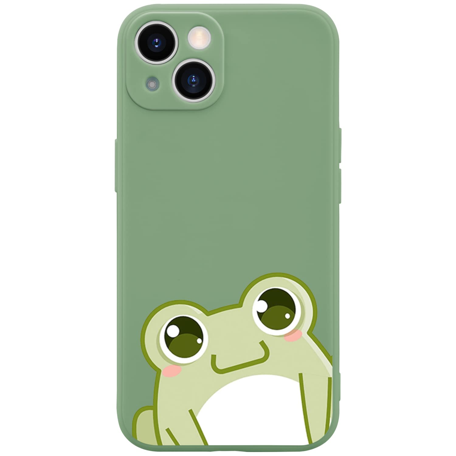 Wihytec Green Frog Phone Case for iPhone 13 Pro Max Cute Frog Case Cover Liquid Silicone Soft Gel Rubber Anti-Scratch Girly Women Matte Phone Cover Microfiber Lining Protective Cover