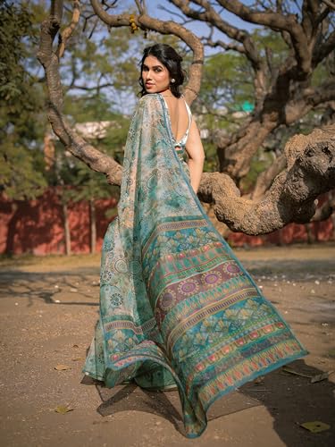Image of MIRCHI FASHION Saree for Woman Organza Floral Printed | Lightweight Elegant Traditional Sari with Matching Blouse Piece