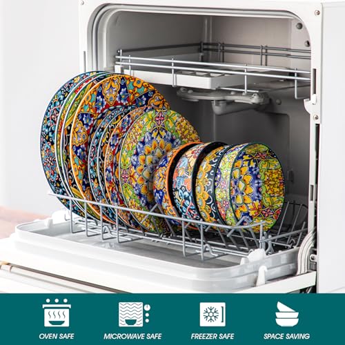 vancasso 12 Pieces Dinnerware Sets, Plates and Bowls Set, Porcelain Dishes Set for 4, Microwave and Dishwasher Safe, Scratch Resistant, Bohemian Style Dining Ware Service for 4, Series SIMI - Image 5