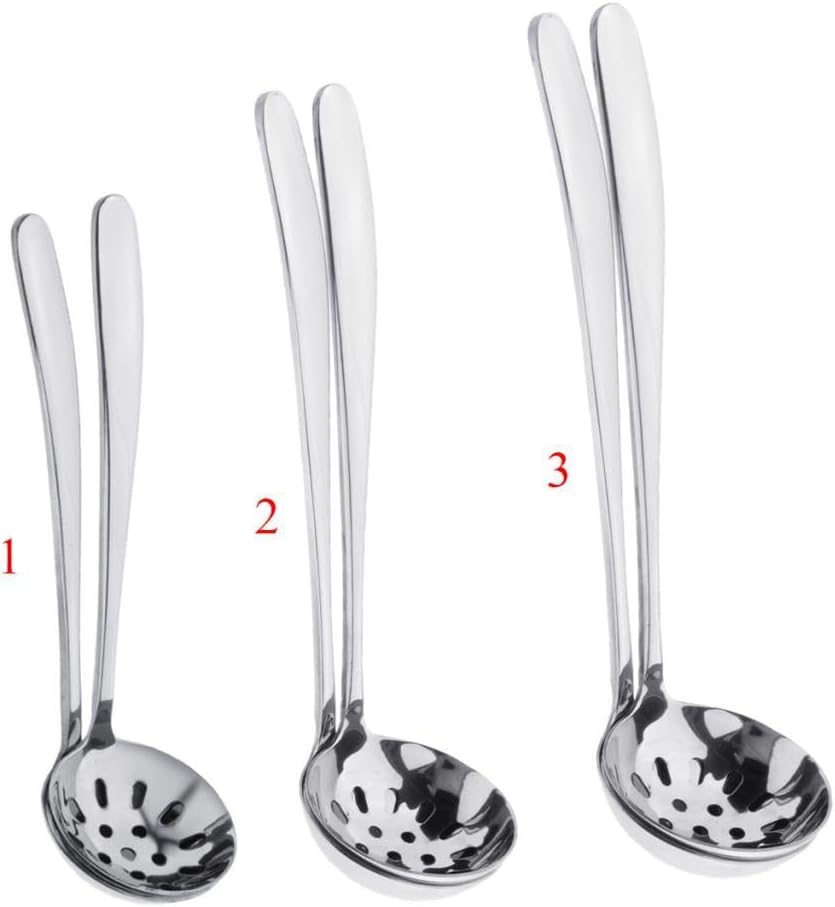 2xStainless Steel Colander Soup Ladle Hot Pot Kitchen Cooking Utensils, 4 Pcs