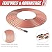 25 Ft Copper-Coated Brake Line Kit, 1/4” nicopp brake line Tubing Coil with 20 Fittings, Gold