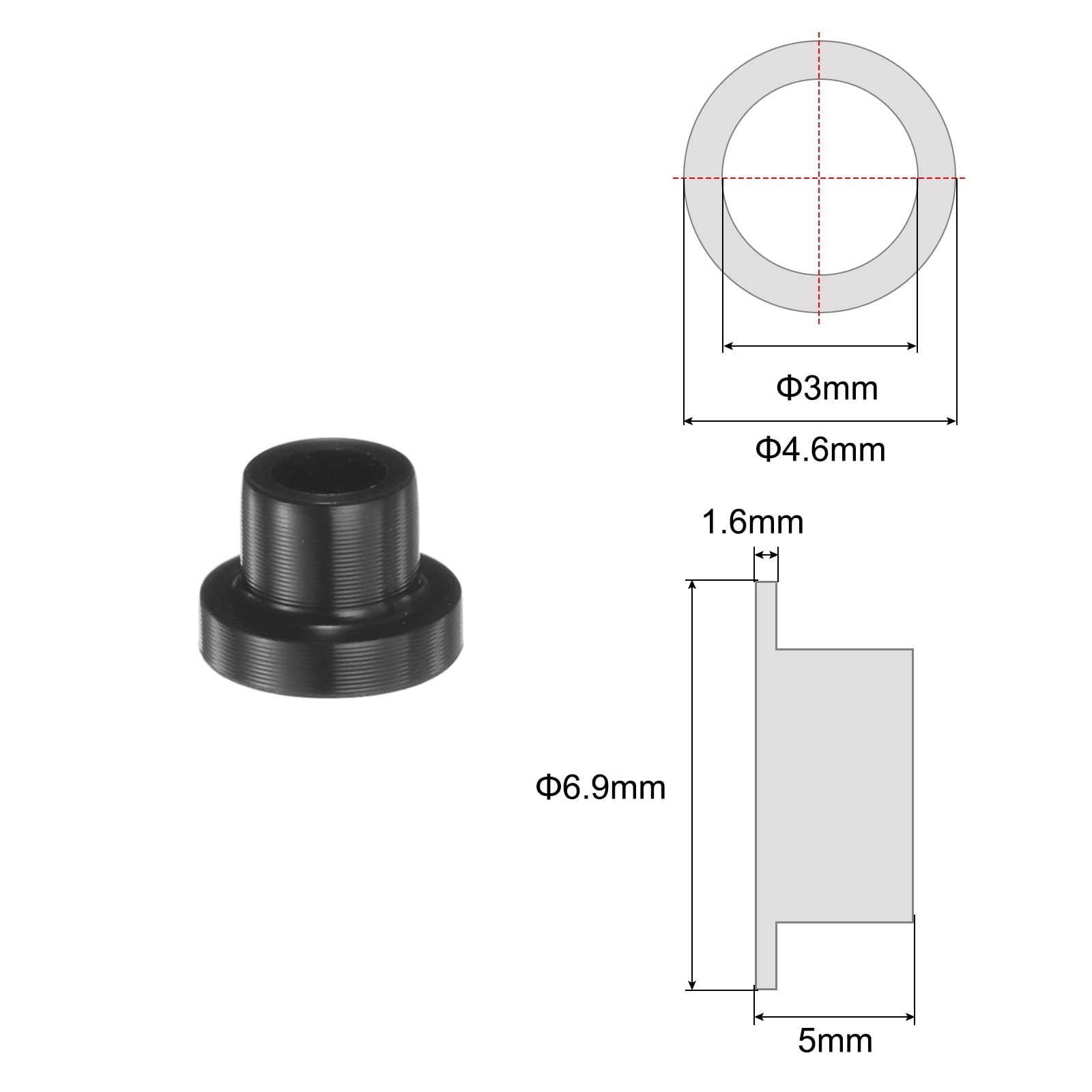 QUARKZMAN Nylon Flanschbuchsen 12 Stück - ID 10,2mm X AD 13mm Für Reduzierte Reibung