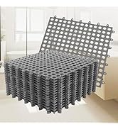 12" X 12" Drainage Interlocking Floor Tiles, 12 Pack Non-Slip Pool Deck Drain Tiles For Flooring, Soft PVC Splicing Modular Cushion Mats, Rubber Floor