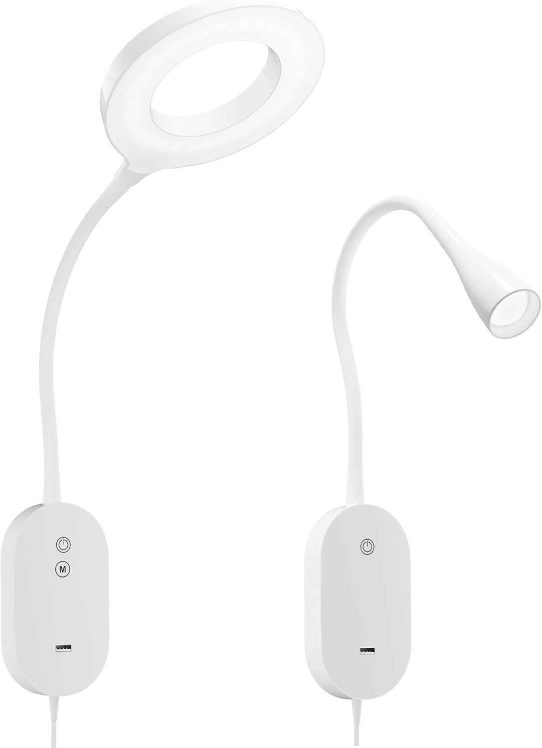 Dorm Wall Lamp Set | 1 LED Ring Wall Lamp & 1 LED Wall Mount Reading Light Bundle