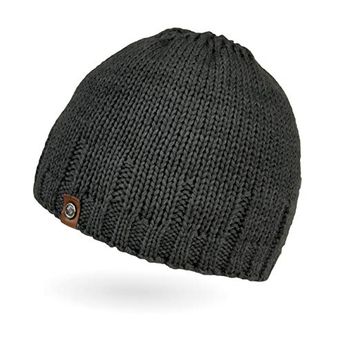 Preisvergleich Produktbild Neverless® gefütterte Strickmütze für Herren, Mütze mit Fleece Futter, Winter-Mütze dunkelgrau Unisize