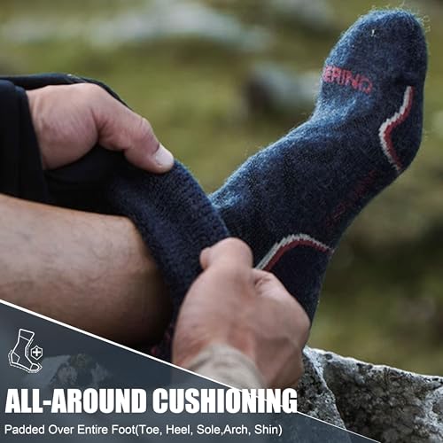 ZEAL WOOD Merino Wool Hiking Crew Socks for Men Women Comfort Full Cushion Moisture Wicking for Camping Trekking Work Outdoor2