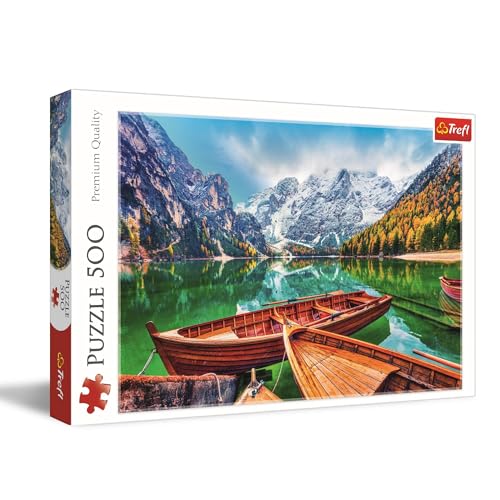 Trefl Lake Braies, Italy 500 Piece Jigsaw Puzzle Red 19x13 Print, DIY Puzzle, Creative Fun, Classic Puzzle for Adults and Children from 10 Years Old