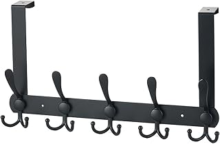 Over Door Coat Hooks Multifunctional Behind-The-Door Non-Marking Hooks Behind-The-Door Hooks (Color : Black, Size : As Shown)