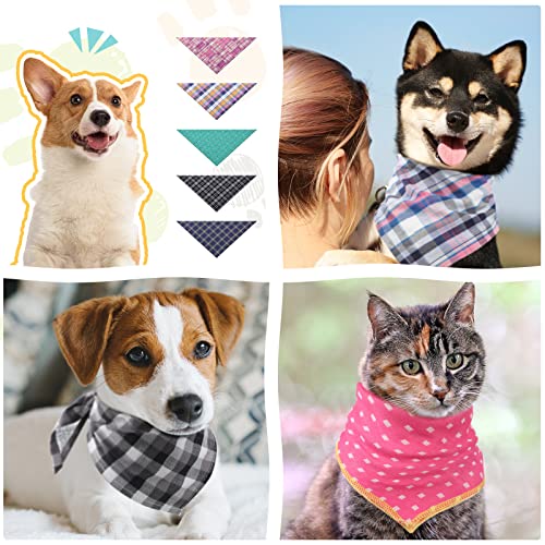 50 Pack Dog Bandana Bulk, Plaid Cotton Bandanas Washable Puppy Bandana Triangle Dog Drool Bibs Dog Handkerchief Girl Comfortable Scarfs For Medium Small Dogs Large Puppy Dogs, Pets Birthday Kerchief #TOP4