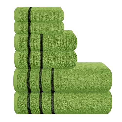 MyOwn Lot de 6 serviettes en coton ultra douces, compactes et légères, contient 2 serviettes de bain 71,1 x 139,7 cm, 2 serviettes 40,6 x 61 cm et 2 débarbouillettes 30,5 x 30,5 cm, usage quotidien,