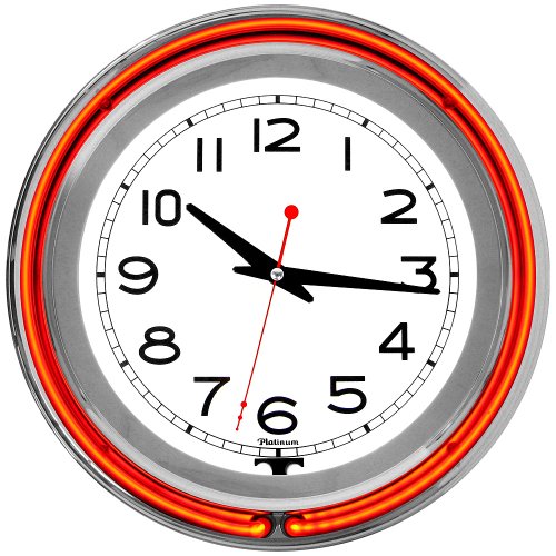 Trademark Home Collection 14 inch Double Ring Neon Clock Orange Outer White Inner