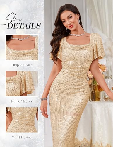 BeryLove Women Sequin Formal Cocktail Party Dress Homecoming Bodycon Dress3