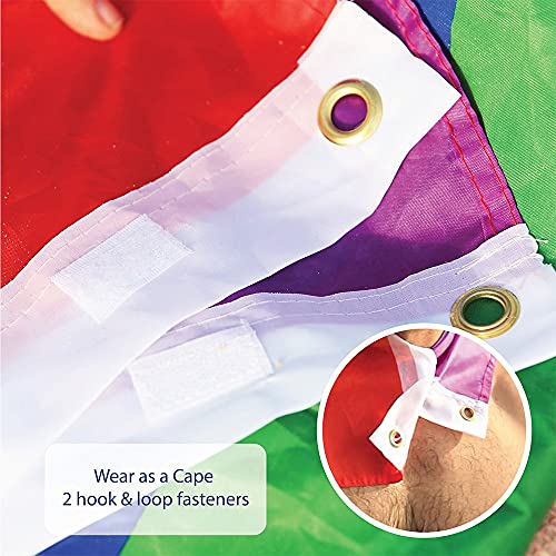 The Pride Side Gay Pride Flag Set 3X5 Feet Hangable & Wearable As A Cape Rainbow Lgbt Colors Homosexual Lesbian Outdoor Banner. Extra-Durable With Brass Grommets + Travel String Bag #TOP5