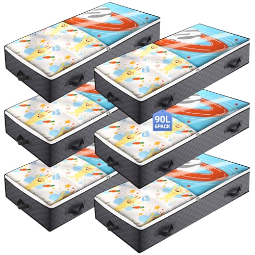 TAVADA Cajas Almacenaje 6 Piezas, Almacenaje Ropa Bajo Cama, Bolsas Plegables Con Mango Reforzado, Organizador Armario para Edredón