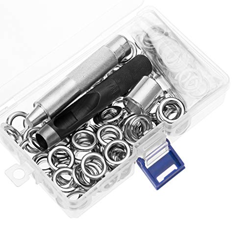 Grommet Tool Kit 100 Sets 1 2 Inch, LYNDA Grommets Eyelets with 3 Pieces Installation Tools for Craft Making, Repair and Decoration.