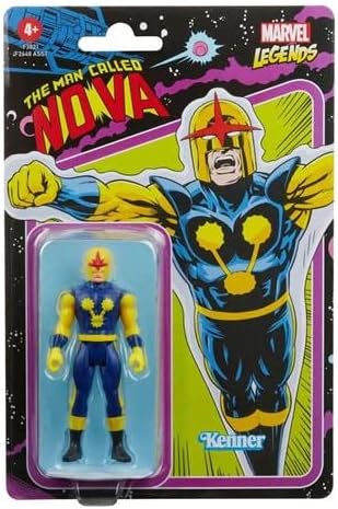 Marvel Hasbro Legends Series 3.75-inch Retro 375 Collection Nova Action Figure, Toys for Kids Ages 4 and Up, Multicolor