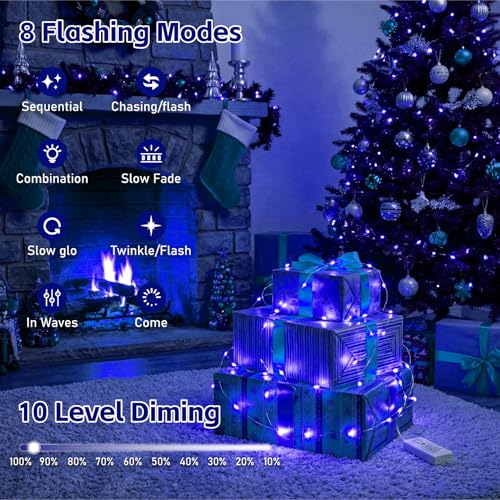 Image of 6 Pack Rechargeable Fairy Lights with Remote & DIY Timer, 7ft 20LED Dimmable Silver Wire String Light for Mason Jar, Mini Twinkle Lights for Indoor Christmas Bedroom Wedding Decor, Blue