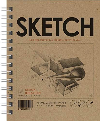 Design Ideation Sketch : Multi-Media Paper Sketch Book for Pencil, Ink, Marker, Charcoal and Watercolor Paints. Great for Art, Design and Education. Made in The USA. 8.5" x 11" (1)