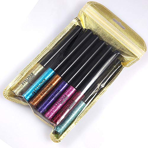 Glitter Liquid Eyeliner Hisight 12 Colors Waterproof Shimmer Metallic Colorful Eyeliners, High Pigmented Bright Silver Gold Green Eye Liner Pen Set (12 PCS) - Thumbnail 4
