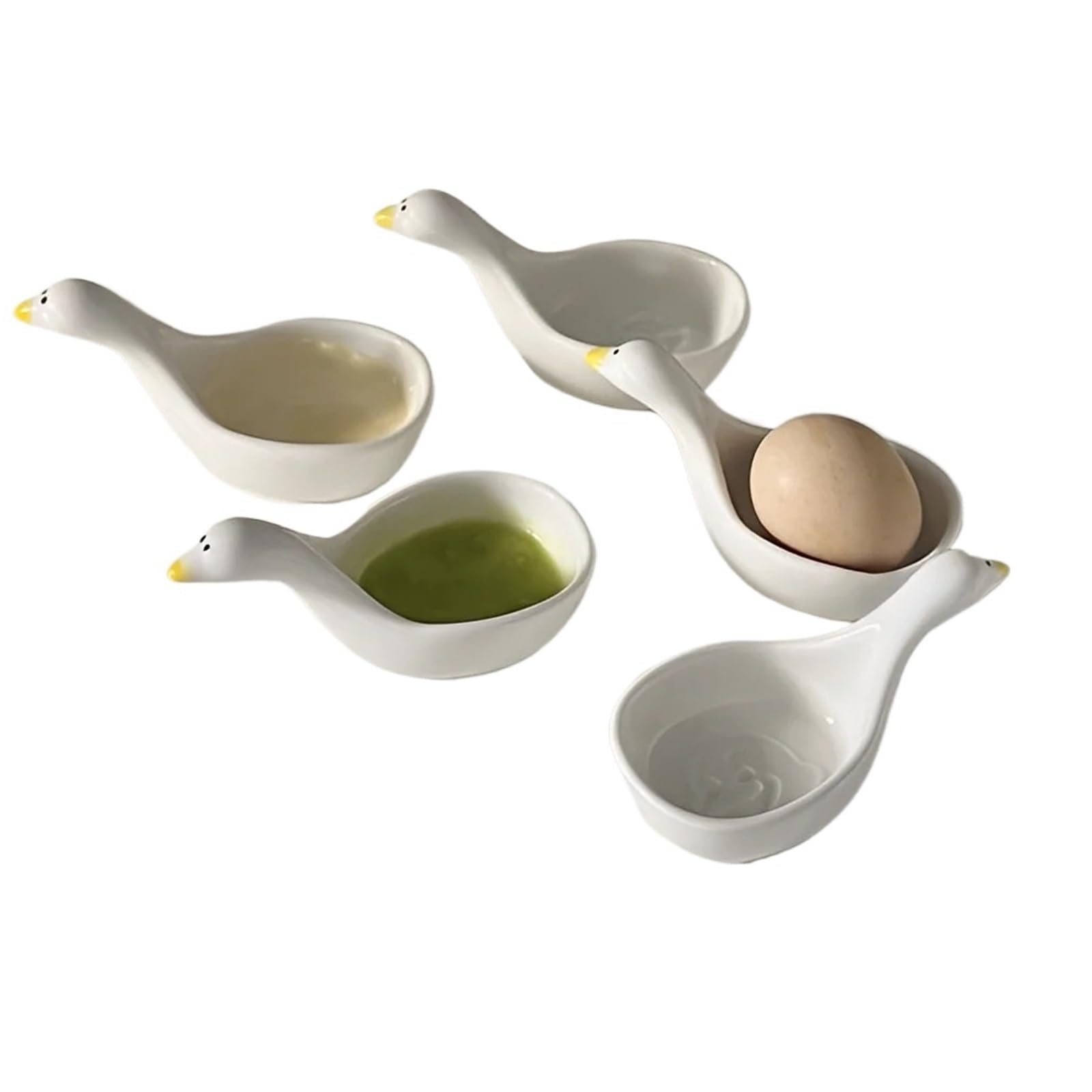 Coquetiers, 5 pièces Belle Mini oie Style créatif en céramique Errant décoration de la Maison Porte-Oeufs Tasse Oeuf Outil