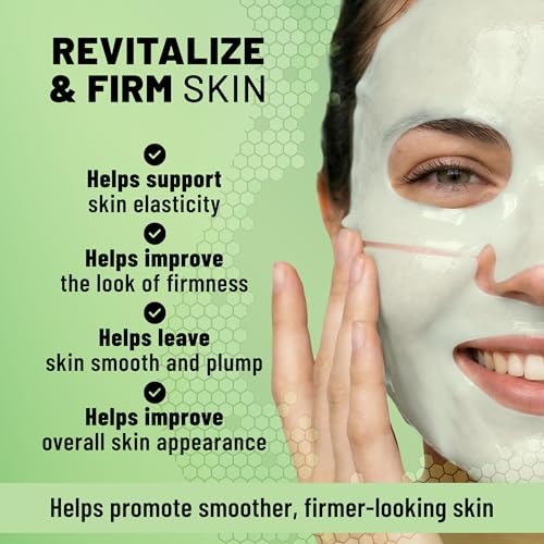 Image of TOLEVITA Snail Mucin Bio-Collagen Face Mask for Repair & Elasticity - 6 Pack, Overnight Hydrogel Mask for All Skin Types (Green)