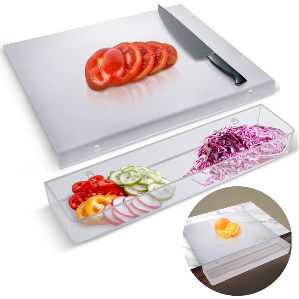 Quail's Nest Acrylic Cutting Board with Counter Lip - Clear Countertop Cutting Board for Kitchen, Non-Slip