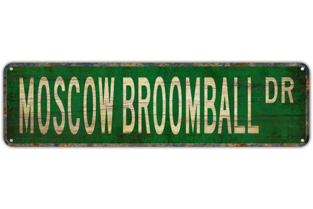 MOSCOW BROOMBALL DR Vintage Tin Signs Art Plaque Aluminum for Bedroom Kitchen Garden Wall Bar Club Coffee Hanging Home Decor 4x16 Inch