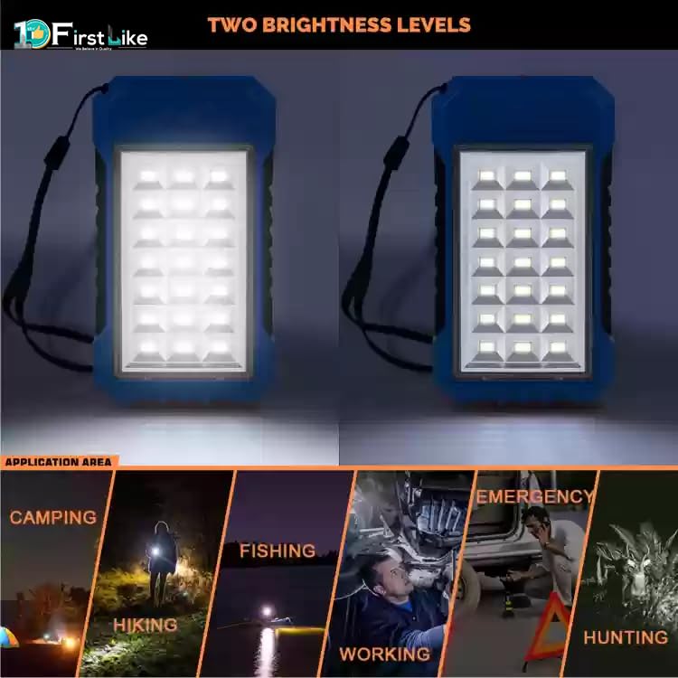 Image of Solar LED Light with Power Bank, 21 LED, 2500mAh Battery, 6V Solar Panel, USB Charging Port (Blue)