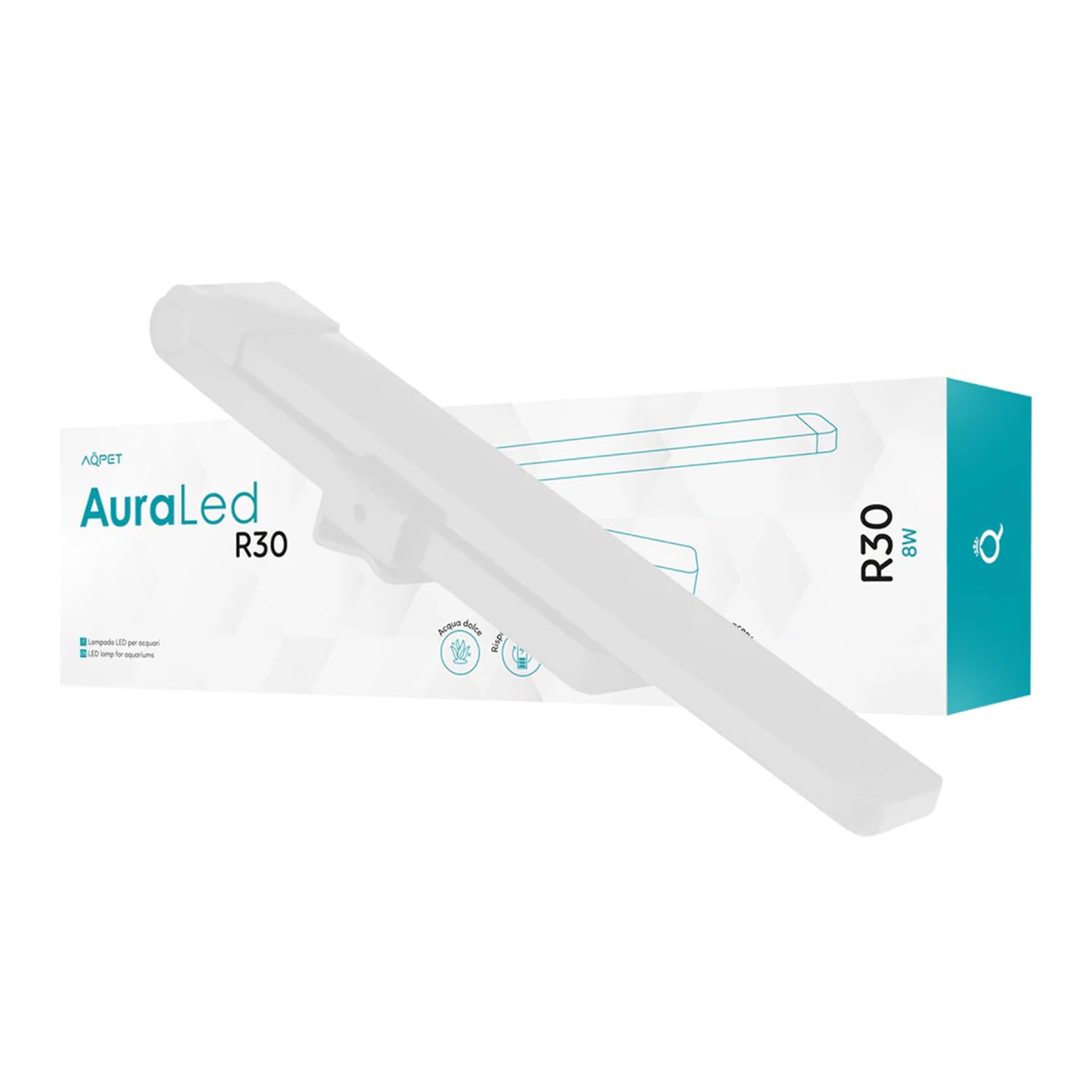 AQPET Acquario Completo Kubic Rear 30x30x30 cm in Vetro Extrachiaro – Con Filtro Posteriore Integrato e Lampada LED – Vasca Cubica Design Moderno (Colore Bianco)