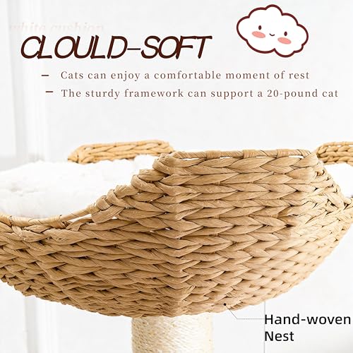Torre para gatos moderna con cesta tejida y postes de sisal miniatura 5