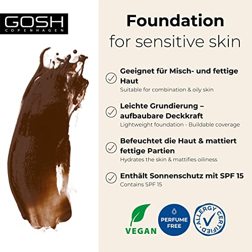 GOSH Foundation with SPF 15 for Light and Dark Skin Vegan, Matte Makeup for Dry Sensitive and Oily Skin - Image 2