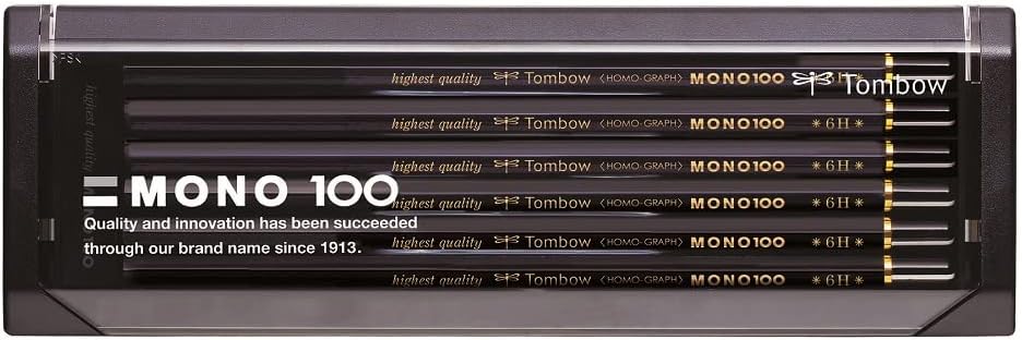 Tombow MONO-1006H Premium Pencil, 6H MONO 100 (High Density Structure with Ultra Fine Particles), Drafting, Drawing, Dozen