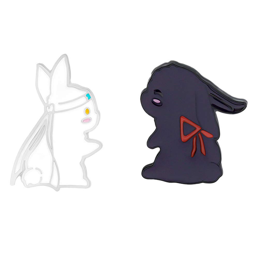SOIMISS2pcs Grandmaster of Demonic Cultivation Wangji Wuxian Rabbit Bunny Brooches Lapel Pin for Mo Dao Zu Shi Anime Fans Easter Party Favor