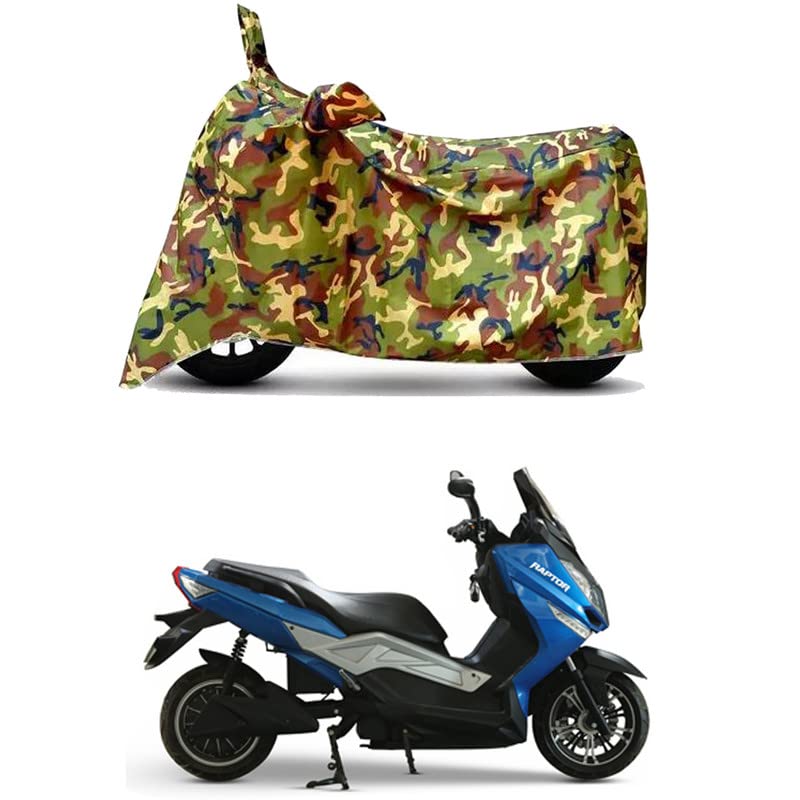 Image of Waterproof 100% PVC Coated Full Bike Scooty Two Wheeler Body Cover Compatible for Evolet Raptor STD /UV-Rays /Heat Protection /Birds Dropping /Scratchproof /Dust Proof [6X6 Jungle Print]