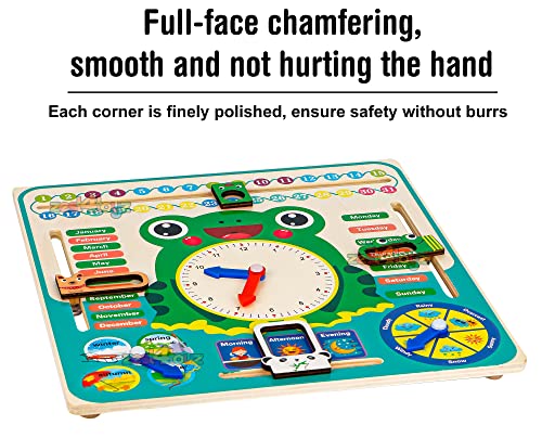 Image of Zest 4 Toyz Wooden Calendar Clock Toy for Kids Learning Calendar Board with Months Days Seasons Weather Shape Recognition Educational Toys for Kids Montessori Preschool Activity Toy for Kids 3+ Years