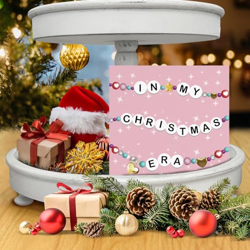 Image of Pink Christmas Decor, in My Christmas Era Wood Box Sign, Seasonal Xmas Holiday Home Office Decorations for Desk Table Shelf 5 X 5 Inches