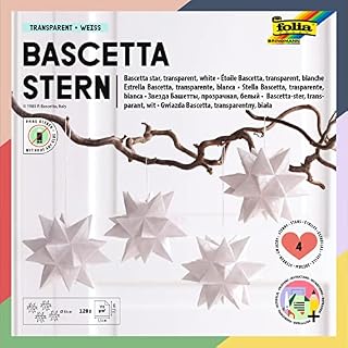 folia 800/0707 Bascetta zestaw, przezroczysty papier, 7,5 x 7,5 cm, 115 g/m², 128 arkuszy, średnica gwiazdy ok. 10 cm, łącznie z instrukcją majsterkowania, kolor biały