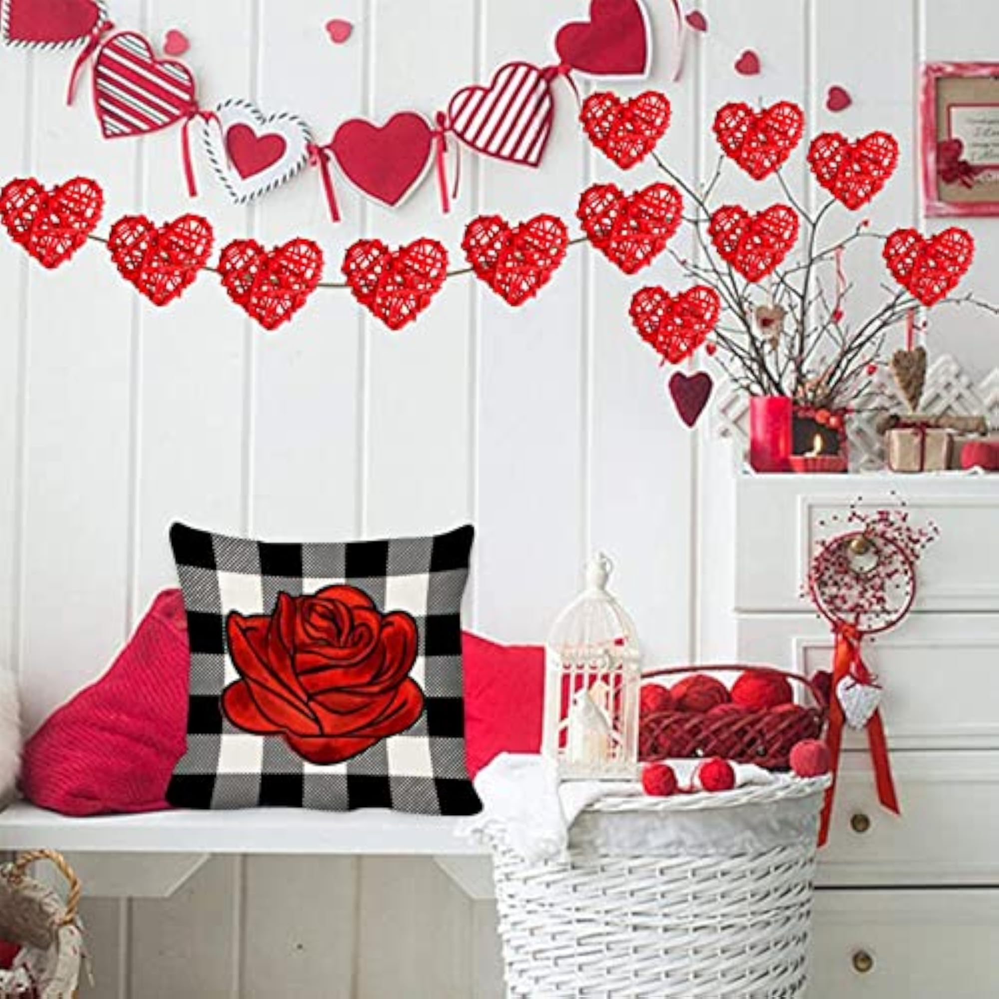 Valentine's Day Heart Shaped Rattan Balls