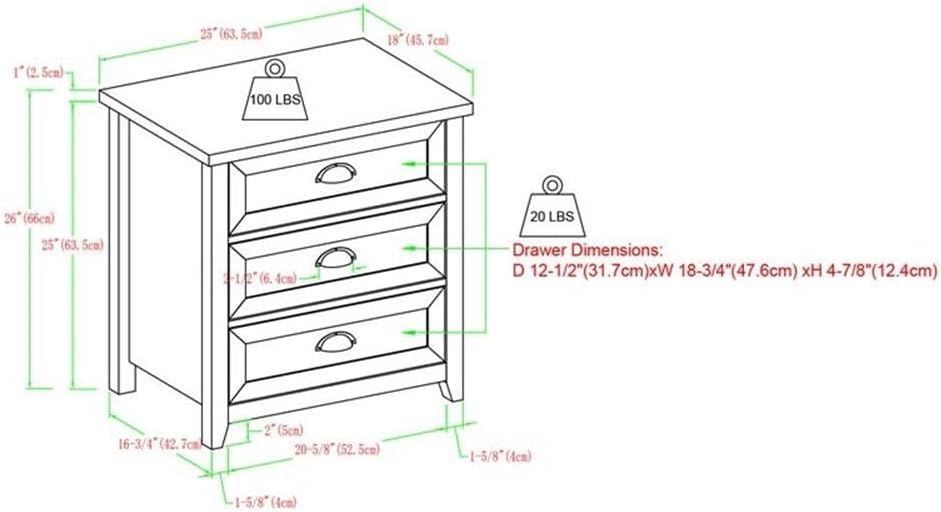 Walker Edison Hazel 2-Piece Modern Farmhouse 3 Drawer Framed Nightstand with Half-Moon Handles Set of 2 White Oak