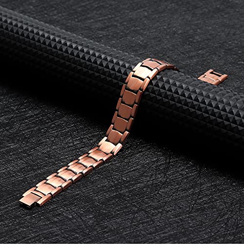 THE NORTH RING® 99.9% Pure Copper Magnetic Bracelet - 3000 Gauss Magnetic Copper Bracelets for Men - Double-Row Strong Magnets Adjustable3