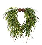 NeoL'artes 22 Inch Green Grapevine Front Door Wreath with Bells and Berries for Christmas Home Decor