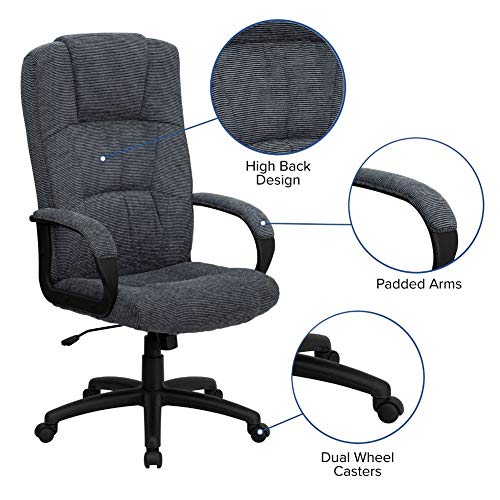 Flash Furniture High Back Gray Fabric Executive Swivel Office Chair With Arms #TOP4