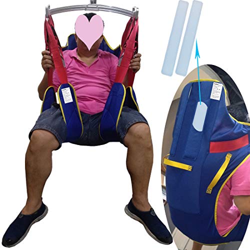 Patient Lift Medical Slings Transfer Belts Toilet Bath Shower Aids Lifting Cushion Full Body Divided Leg Padded Straps for Lumbar Back Headrest Support AnyBack Load 500lbs Free Size Blue