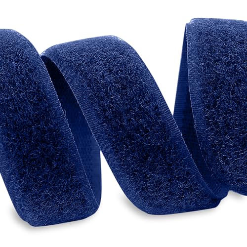 Image of 1 Inch x 5 Yd Navy Hook and Loop Non-Adhesive Interlocking Tape Thin Nylon Excellent Grip Heavy Duty Fastening Strips Fastener Roll for Bags Clothes Home Office School Car and Crafting Organization
